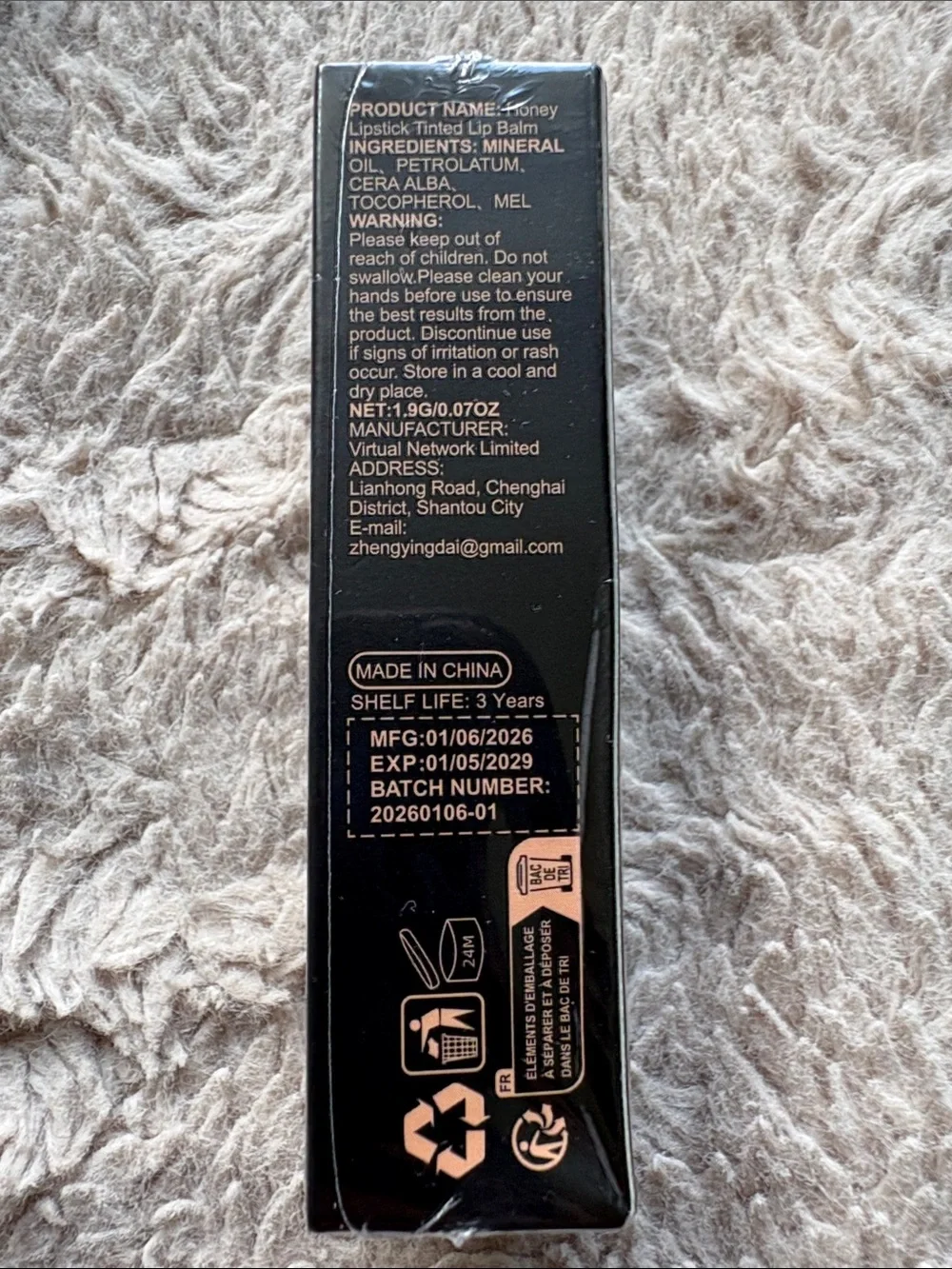 Honey Lipstick Tinted Lip Balm - Black